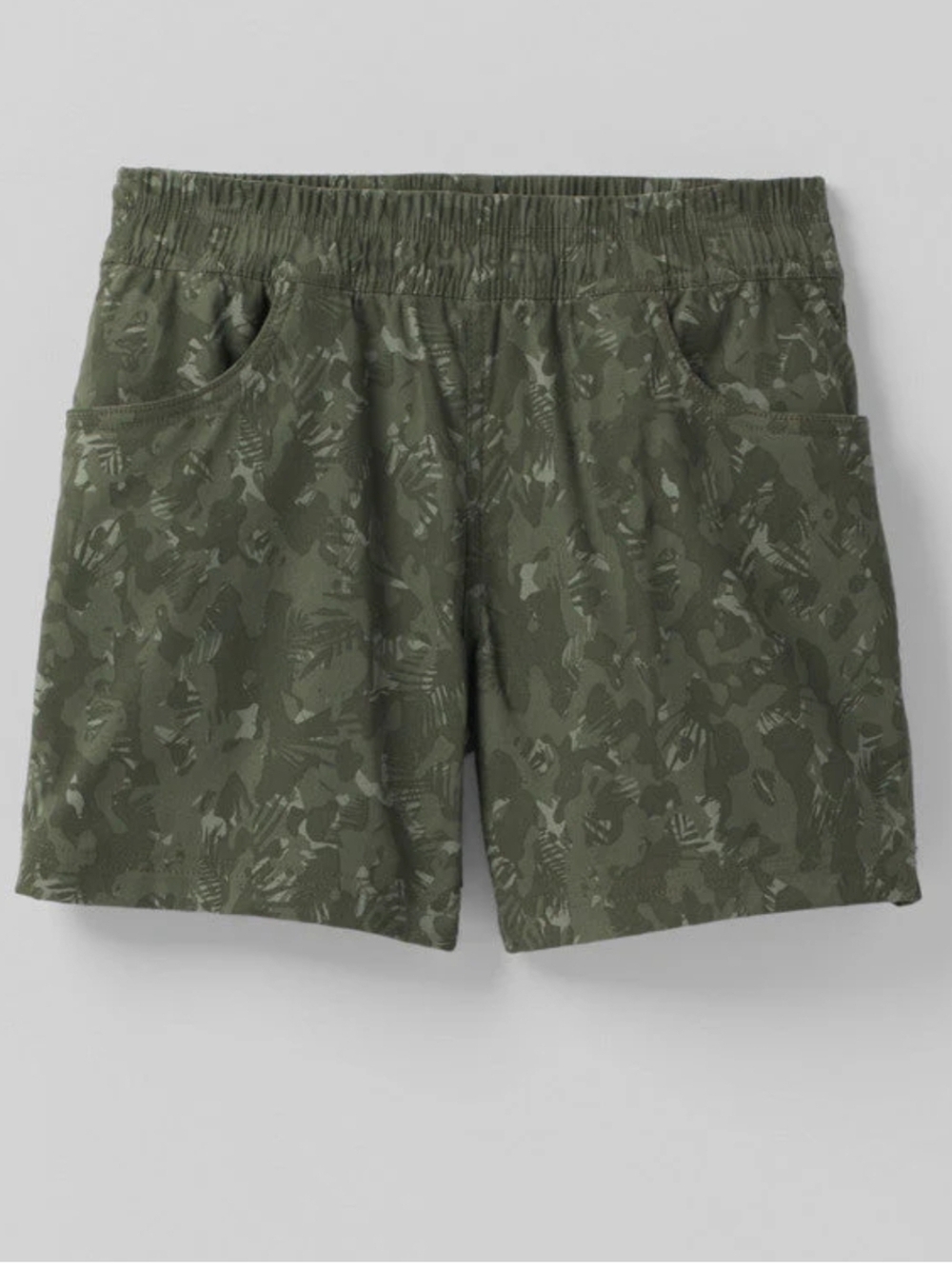 Prana Halle E-Waist Olive Green Camouflage Shorts